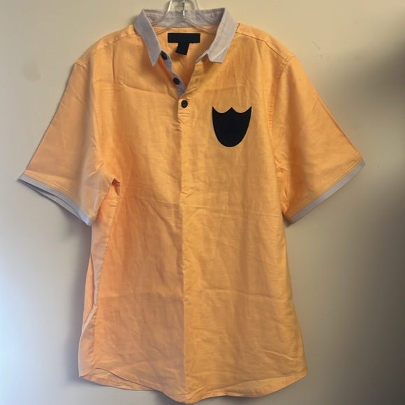 Blvck Scvle Orange Polo Linen Blend Shirt Size L - Picture 2 of 12